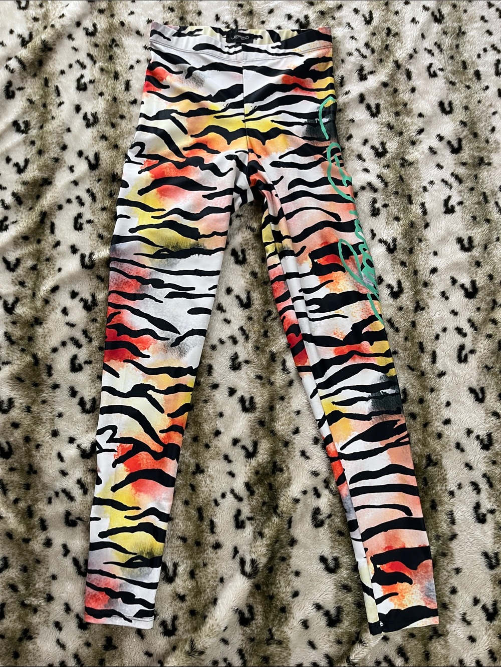 Ed Hardy-Dolls Kill Neon Zebra Stripe Leggings - Black & Multicolor - Picture 4 of 9